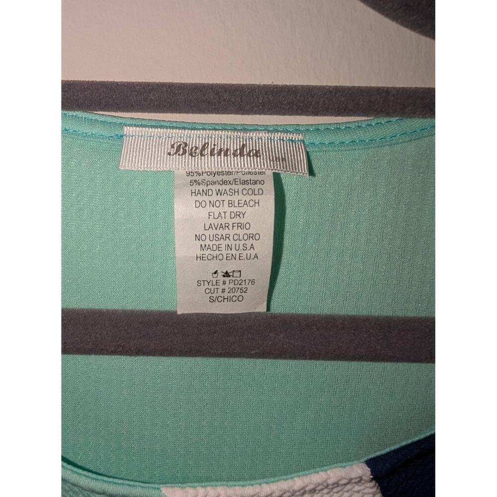 Belinda Dress Womens Small Teal White Color Block Decorative Necklace Retro - Picture 2 of 4